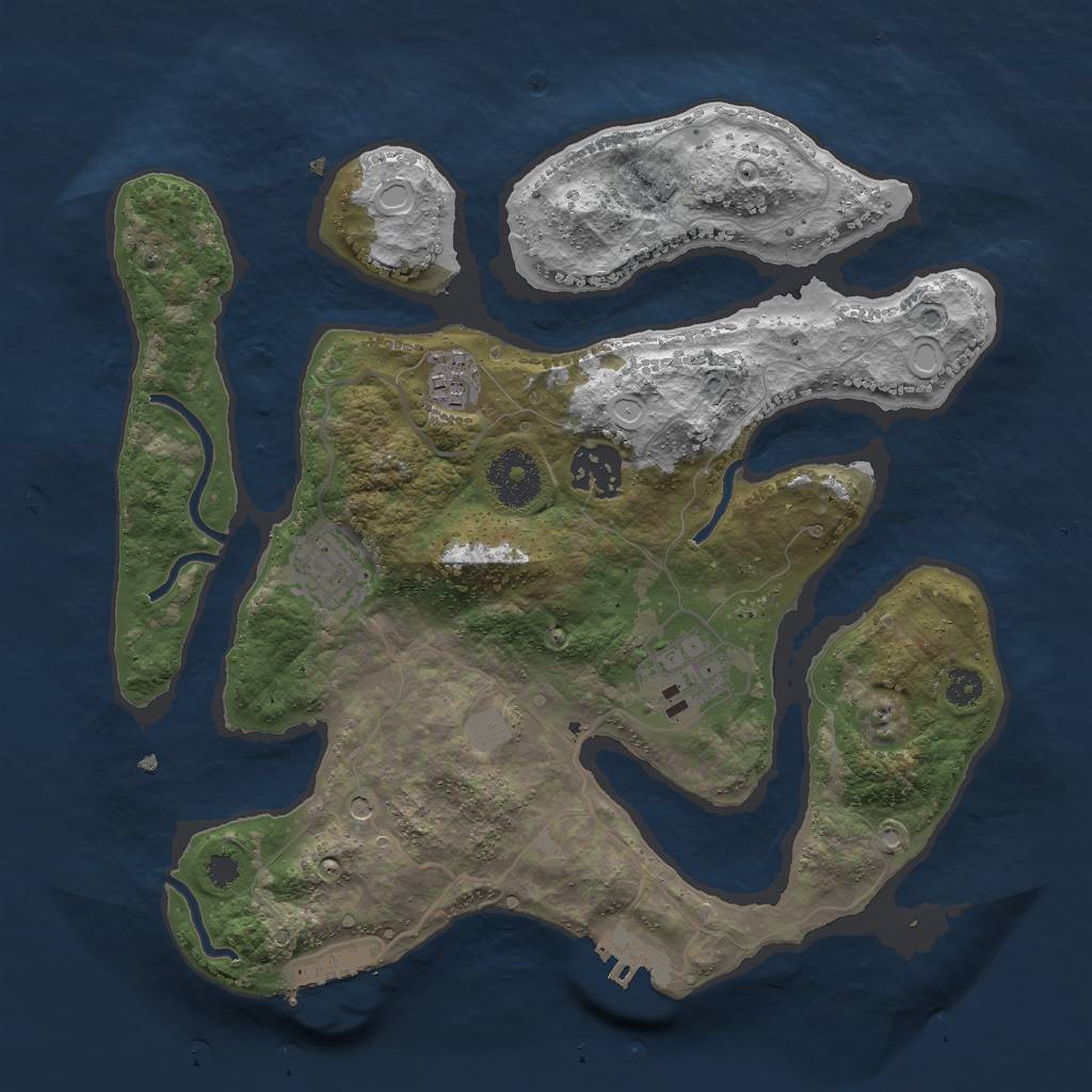 Rust Map: Procedural Map, Size: 3000, Seed: 908784, 12 Monuments