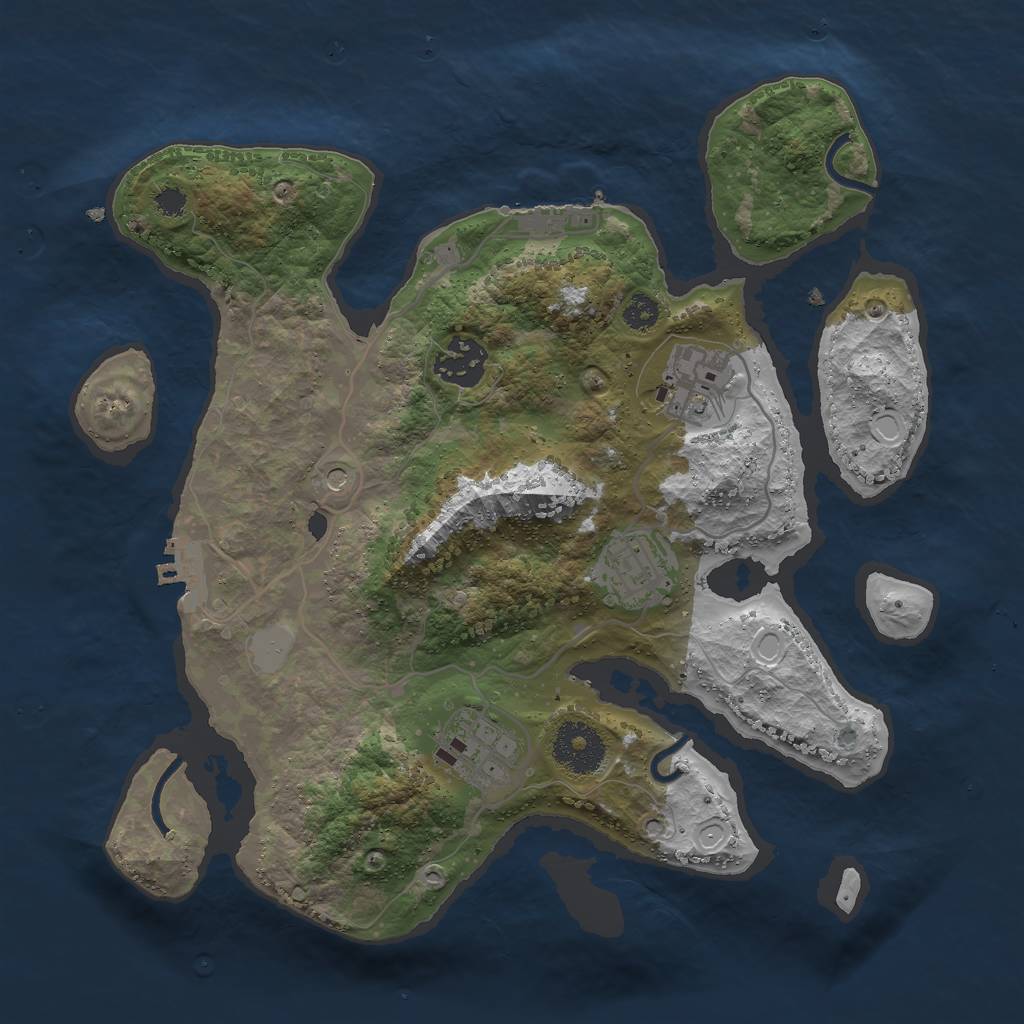 Rust Map: Procedural Map, Size: 3000, Seed: 250480984, 12 Monuments