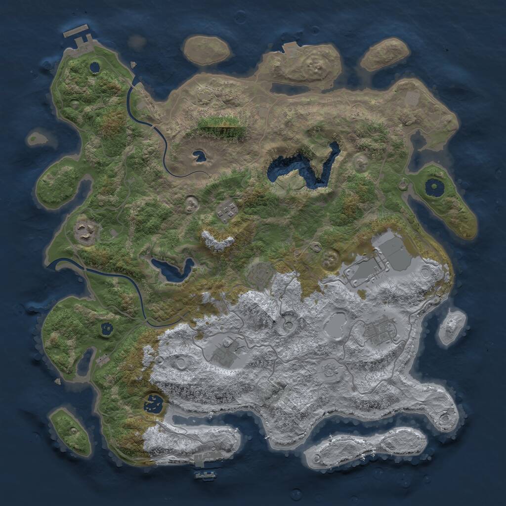 Rust Map: Procedural Map, Size: 4000, Seed: 3721857, 13 Monuments