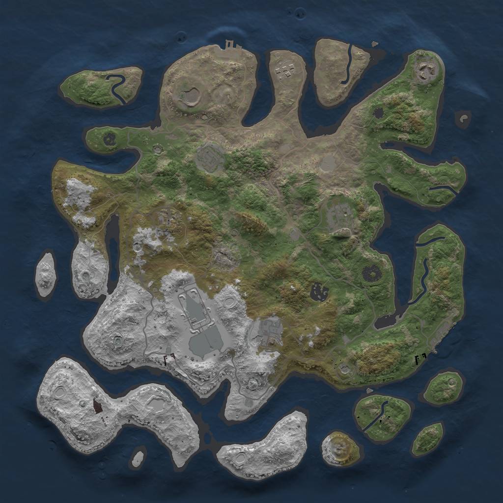 Rust Map: Procedural Map, Size: 4000, Seed: 9101996, 17 Monuments