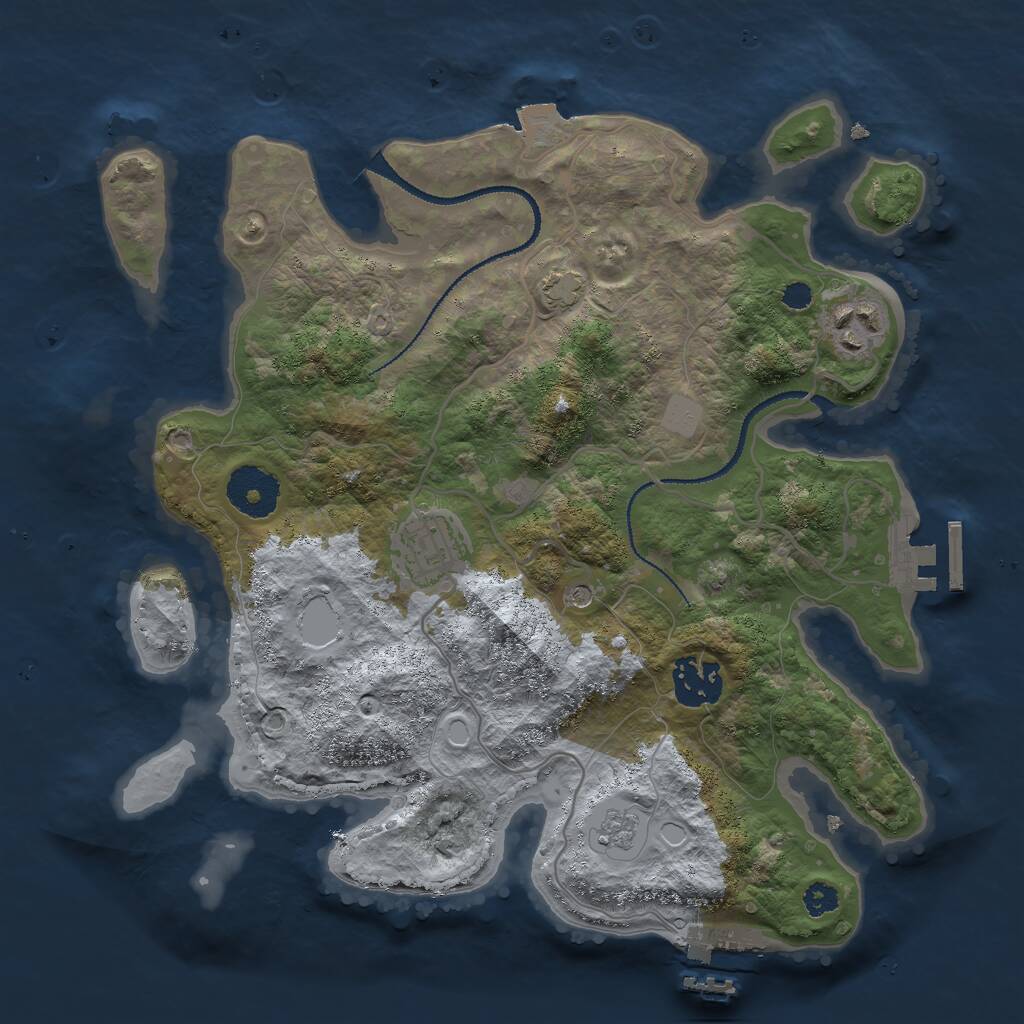 Rust Map: Procedural Map, Size: 3000, Seed: 935726, 9 Monuments