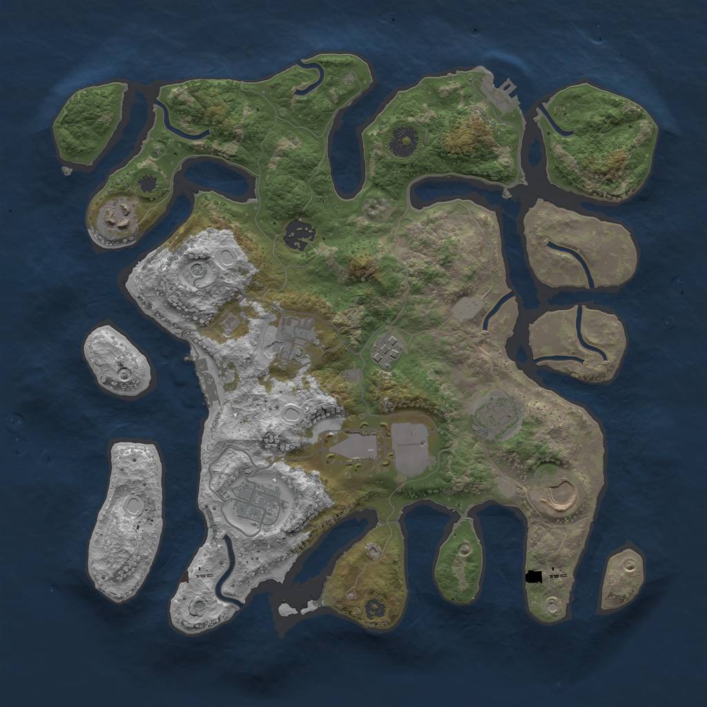 Rust Map: Procedural Map, Size: 3500, Seed: 1317580601, 16 Monuments