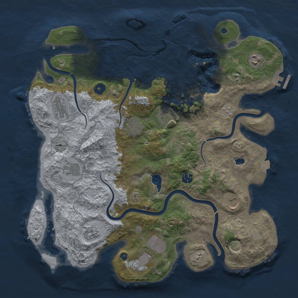 Rust Map: Procedural Map, Size: 4050, Seed: 397181448, 16 Monuments