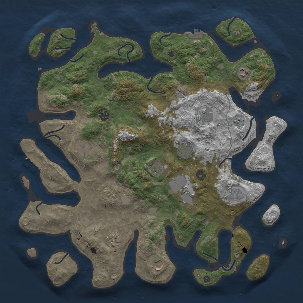 Rust Map: Procedural Map, Size: 4500, Seed: 124334355, 19 Monuments