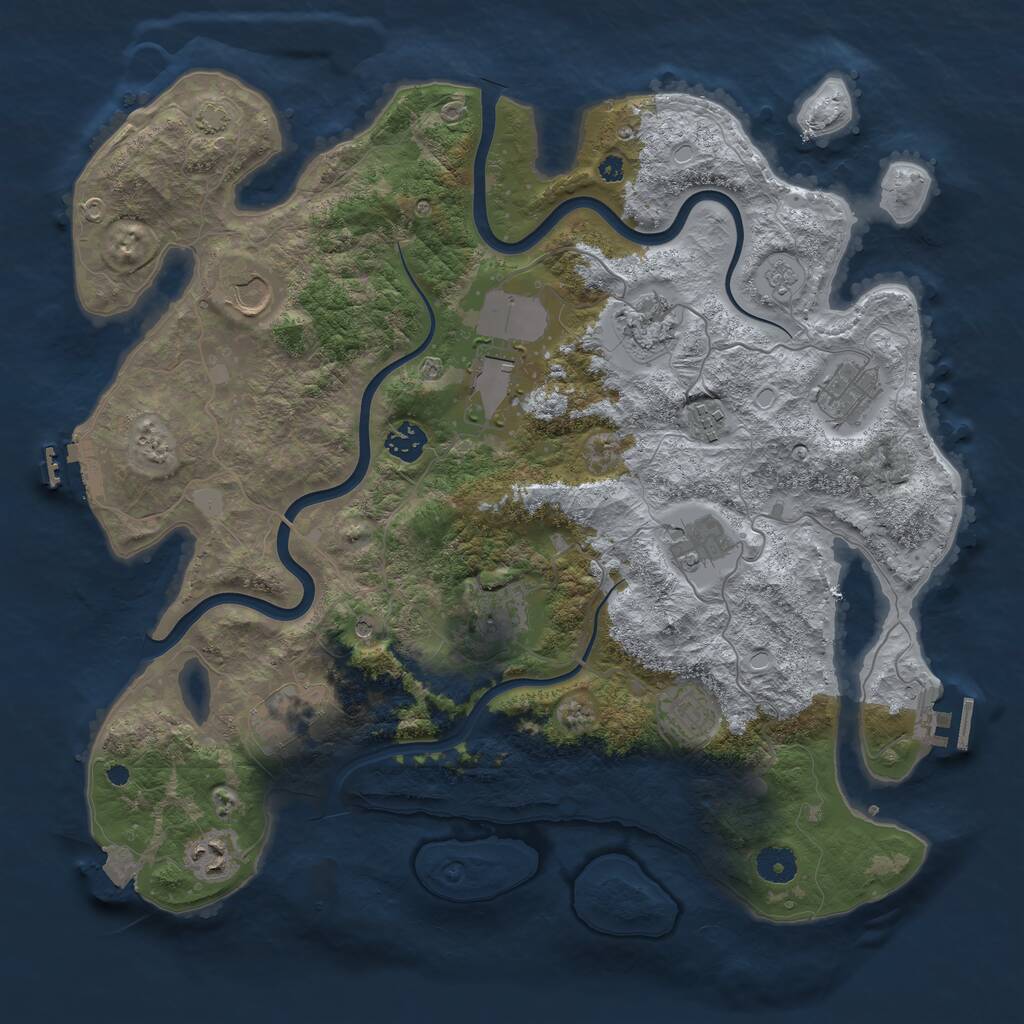 Rust Map: Procedural Map, Size: 3950, Seed: 1485792636, 17 Monuments