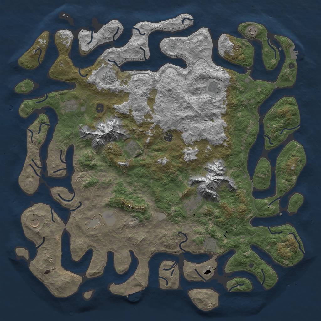 Rust Map: Procedural Map, Size: 5516, Seed: 738225611, 19 Monuments