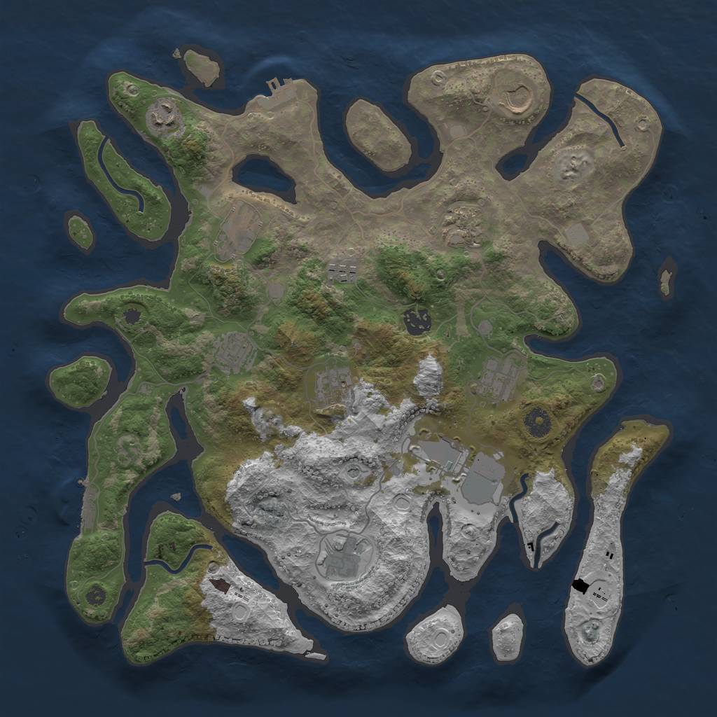 Rust Map: Procedural Map, Size: 3850, Seed: 1886129084, 19 Monuments