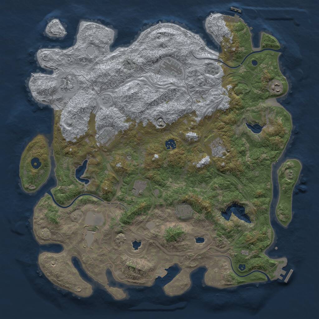 Rust Map: Procedural Map, Size: 4500, Seed: 463212210, 16 Monuments