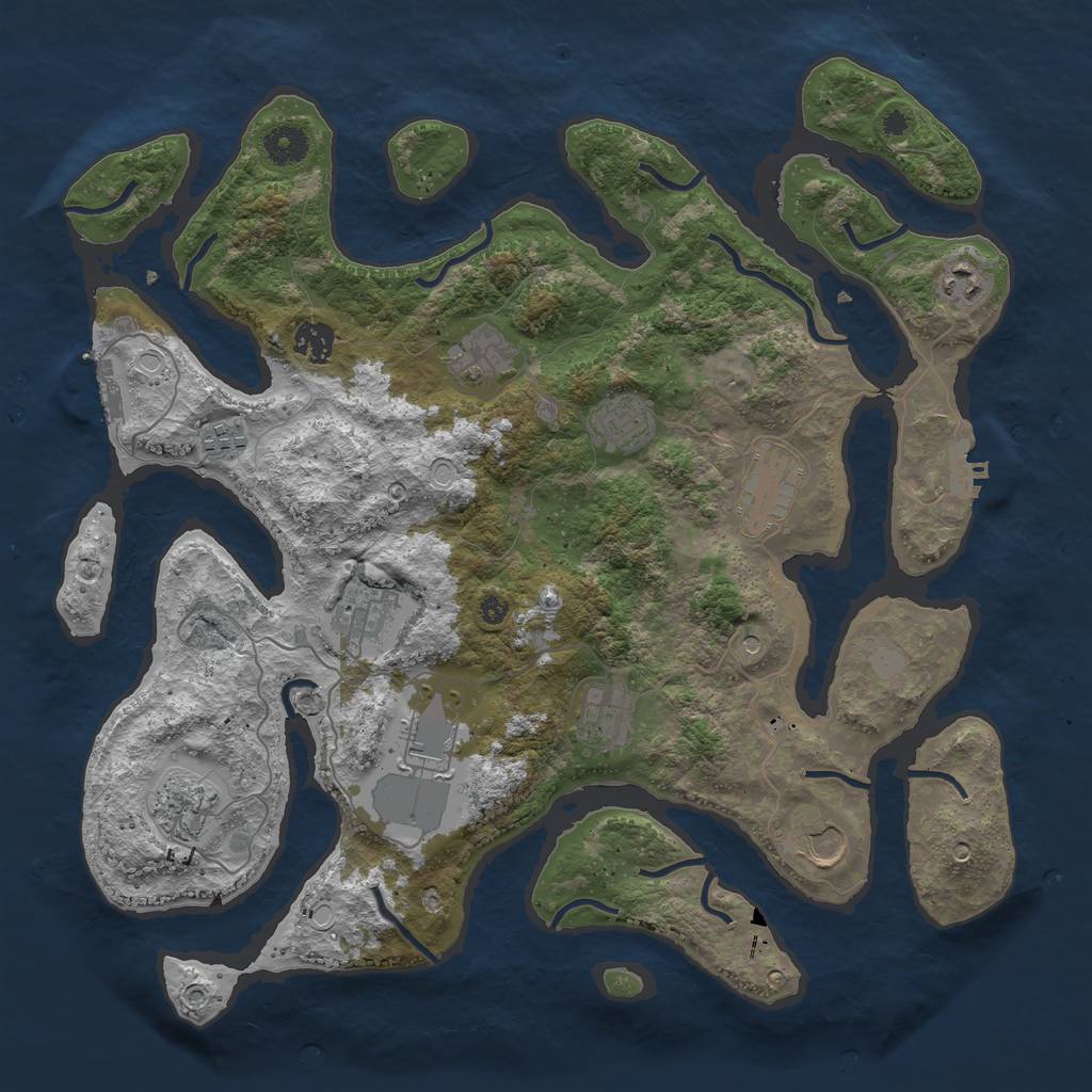 Rust Map: Procedural Map, Size: 3950, Seed: 513980984, 19 Monuments