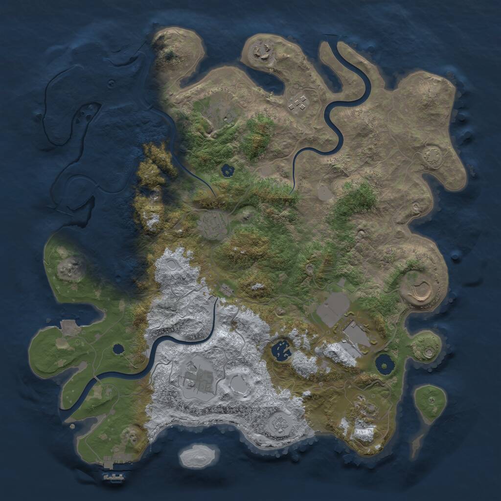Rust Map: Procedural Map, Size: 3850, Seed: 403488015, 15 Monuments