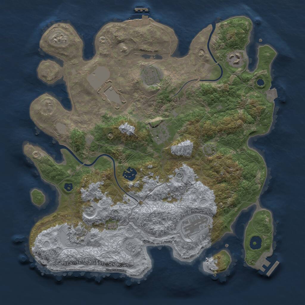 Rust Map: Procedural Map, Size: 3500, Seed: 586654, 13 Monuments