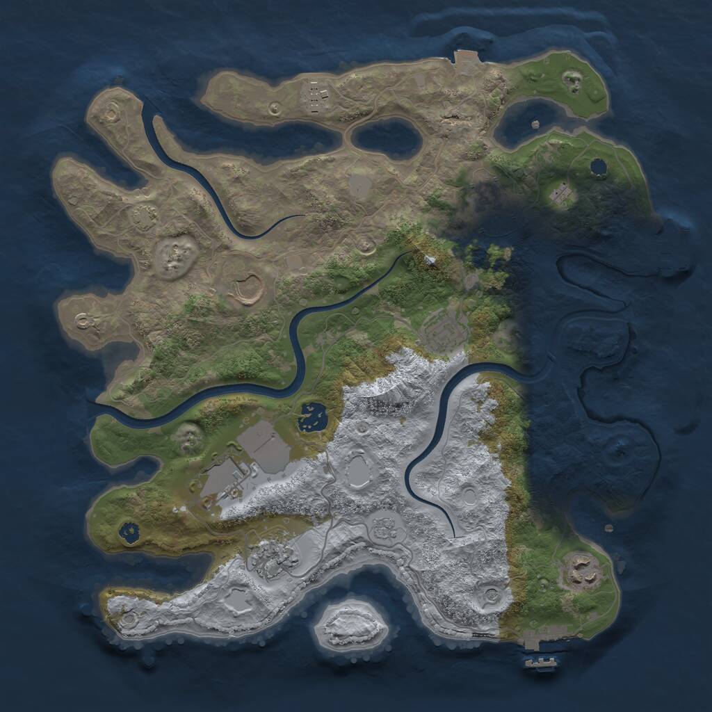 Rust Map: Procedural Map, Size: 3500, Seed: 7111, 14 Monuments