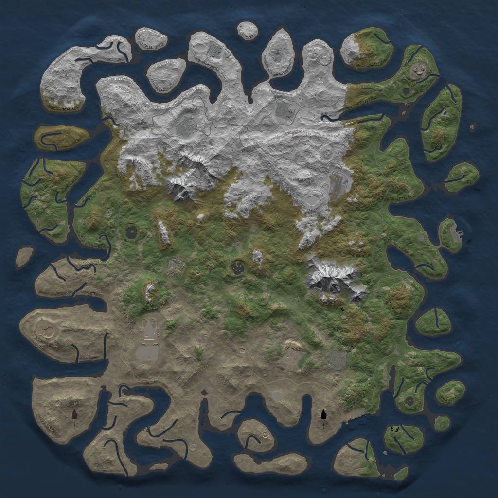 Rust Map: Procedural Map, Size: 6000, Seed: 4646464, 19 Monuments