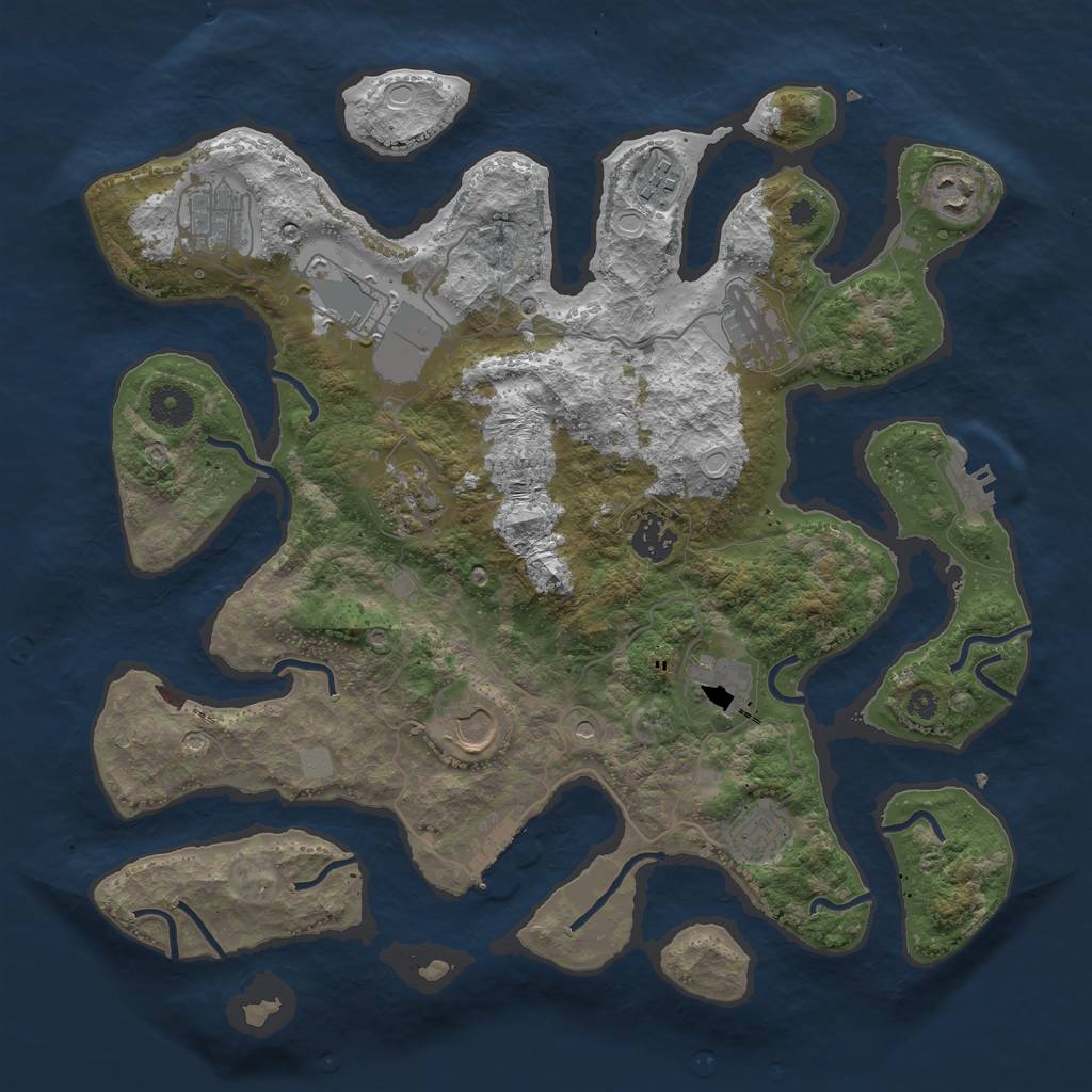 Rust Map: Procedural Map, Size: 3750, Seed: 888888889, 18 Monuments