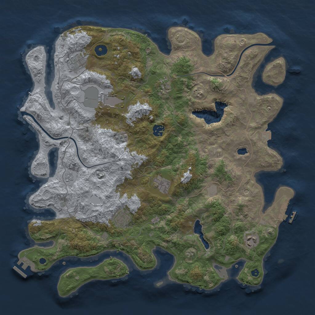 Rust Map: Procedural Map, Size: 4000, Seed: 356874, 14 Monuments