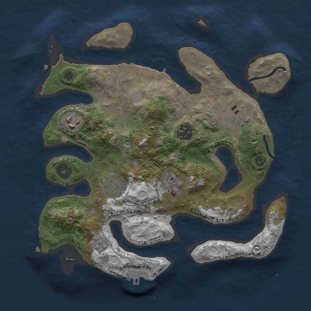 Rust Map: Procedural Map, Size: 3000, Seed: 1105149066, 14 Monuments