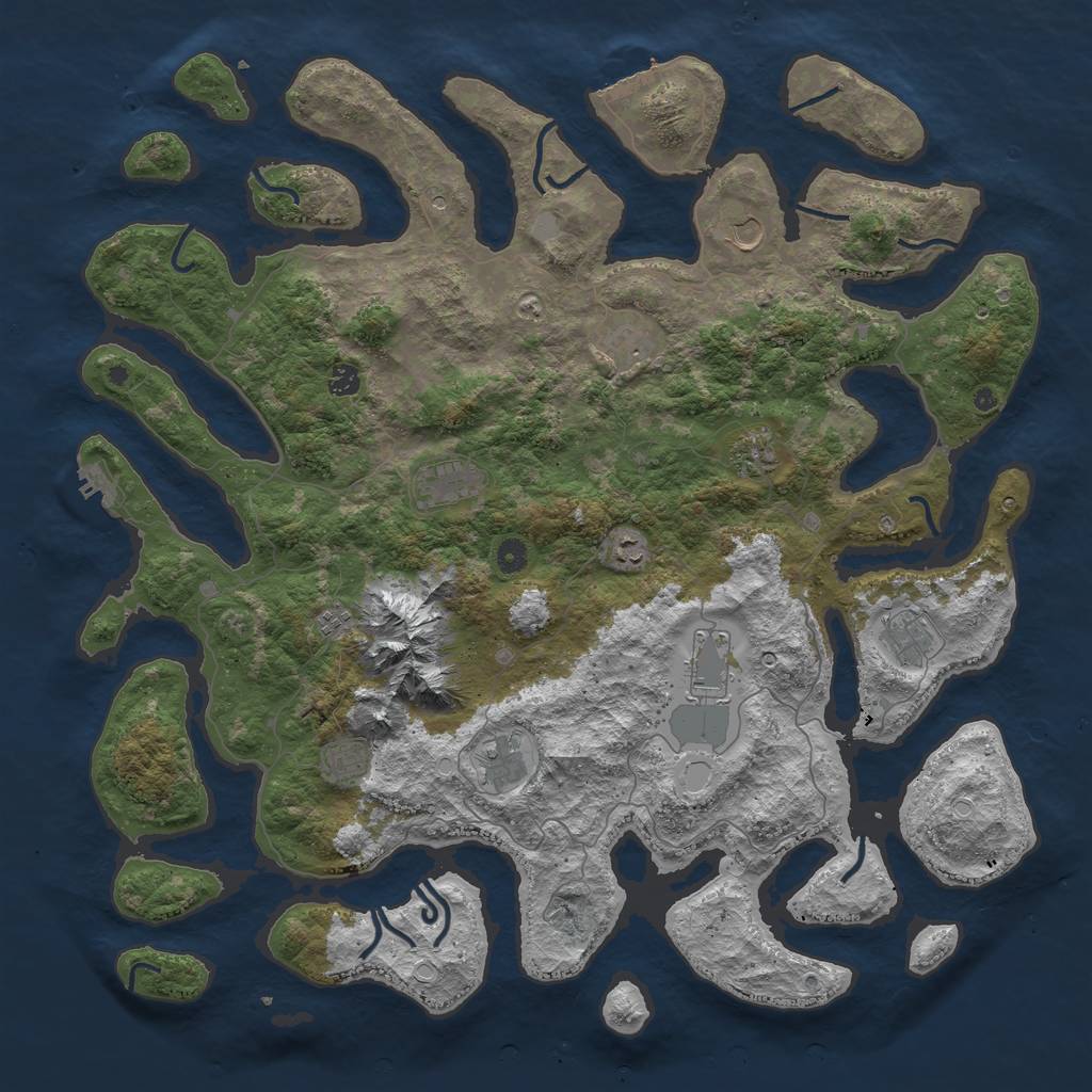 Rust Map: Procedural Map, Size: 5000, Seed: 949678207, 19 Monuments