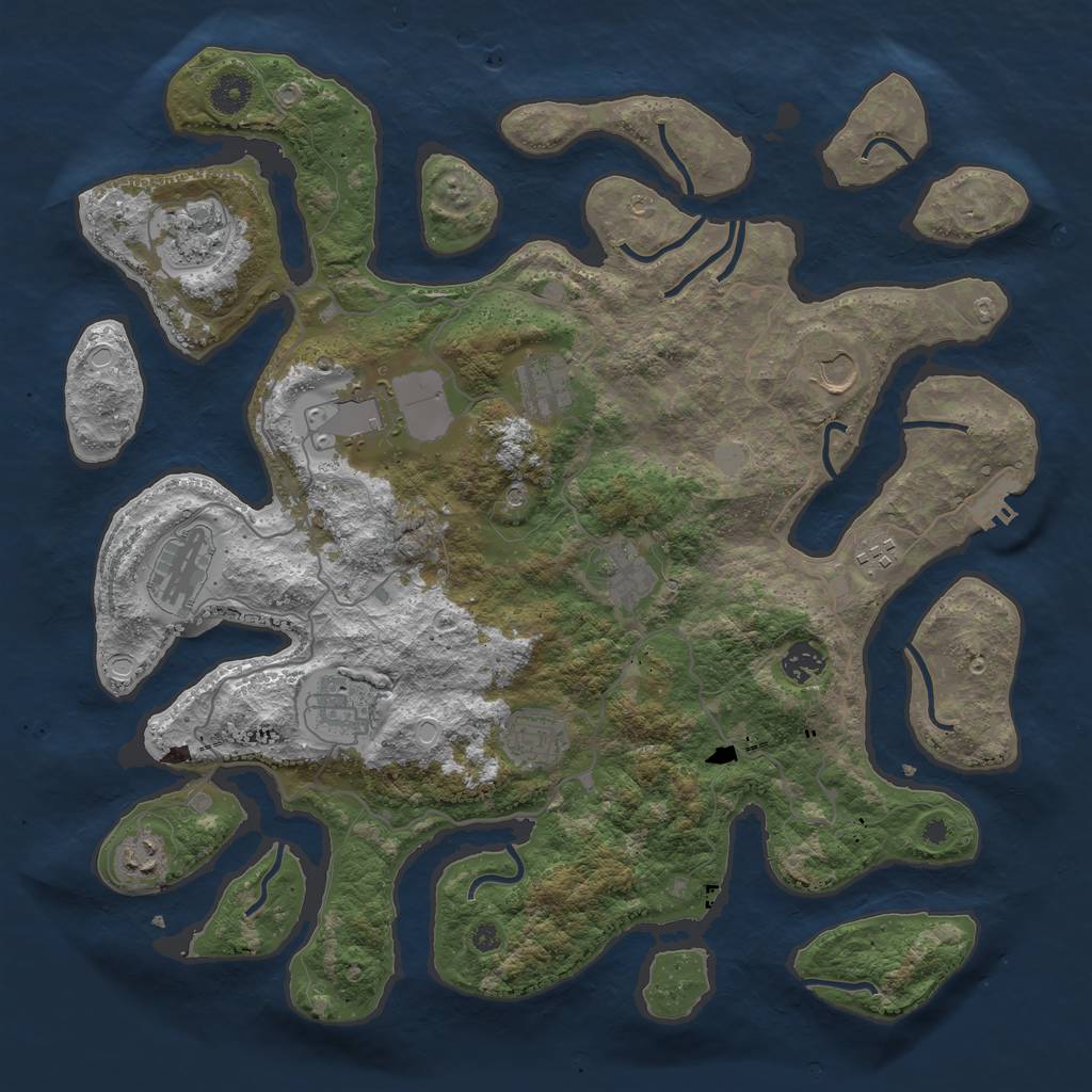 Rust Map: Procedural Map, Size: 4050, Seed: 274871489, 18 Monuments