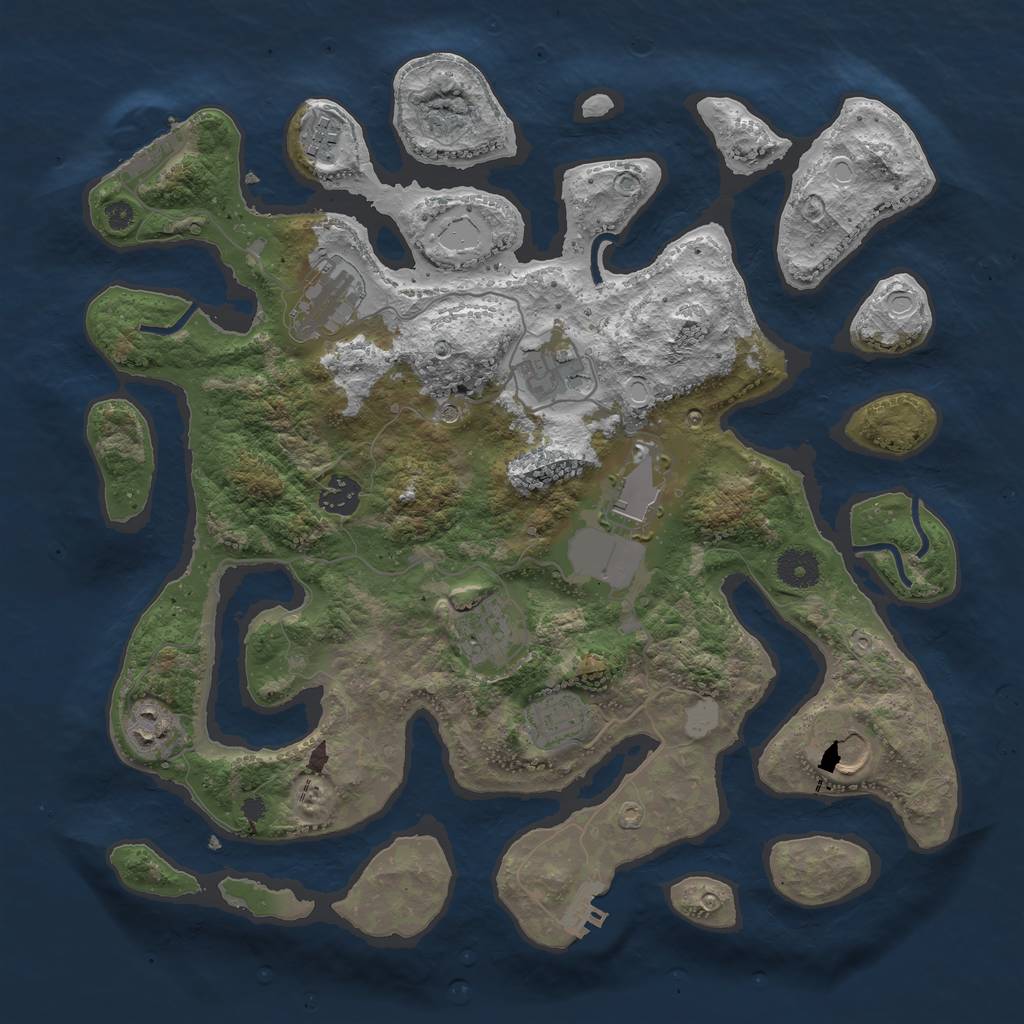 Rust Map: Procedural Map, Size: 3750, Seed: 413842269, 17 Monuments