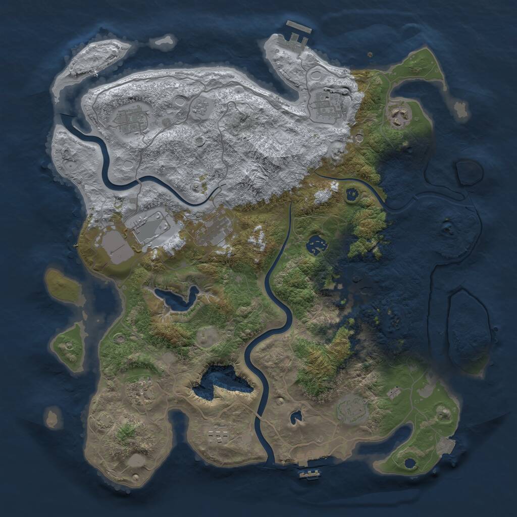 Rust Map: Procedural Map, Size: 4000, Seed: 28521, 16 Monuments