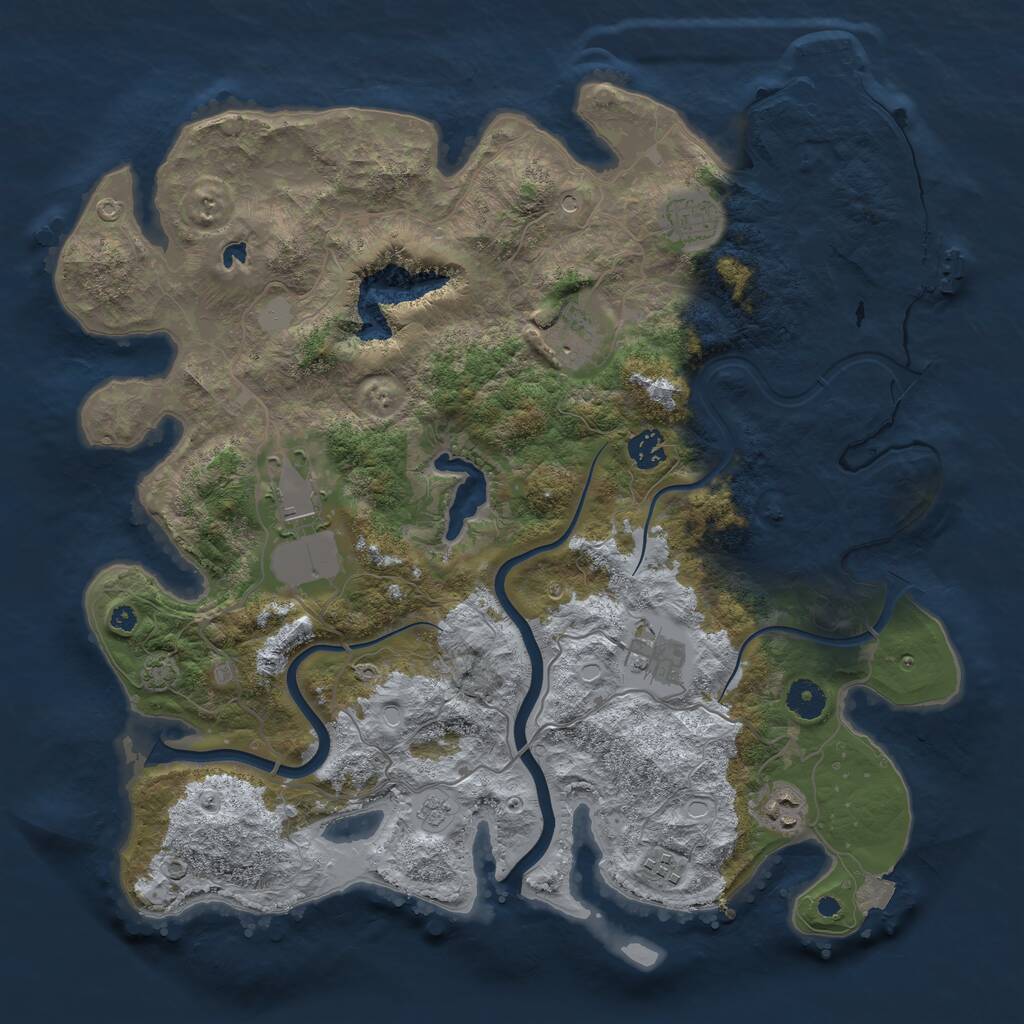 Rust Map: Procedural Map, Size: 4000, Seed: 97564845, 13 Monuments