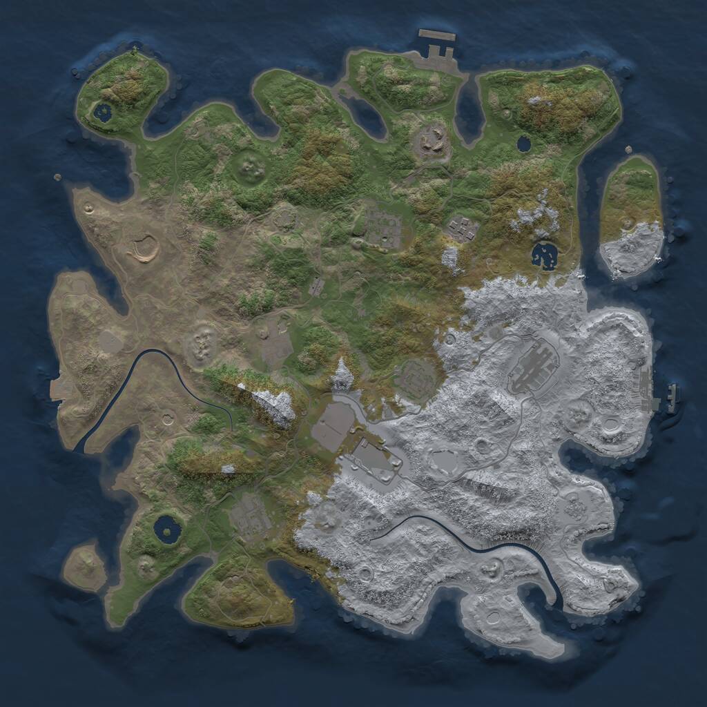 Rust Map: Procedural Map, Size: 3900, Seed: 24689, 16 Monuments