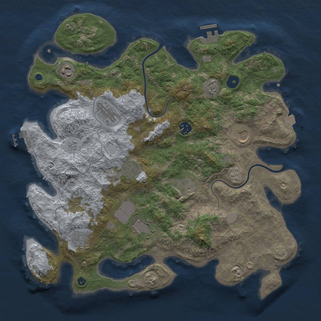 Rust Map: Procedural Map, Size: 3850, Seed: 1209210974, 15 Monuments