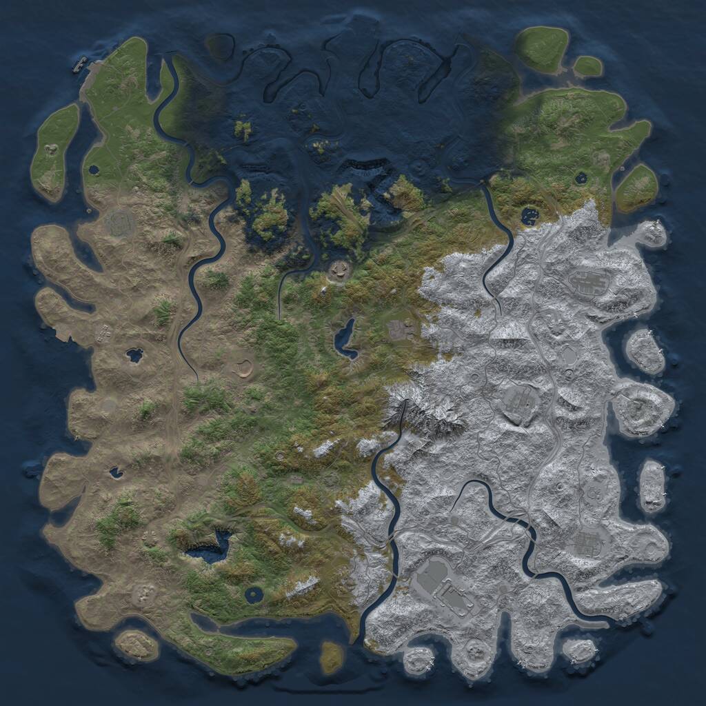 Rust Map: Procedural Map, Size: 6000, Seed: 258, 17 Monuments