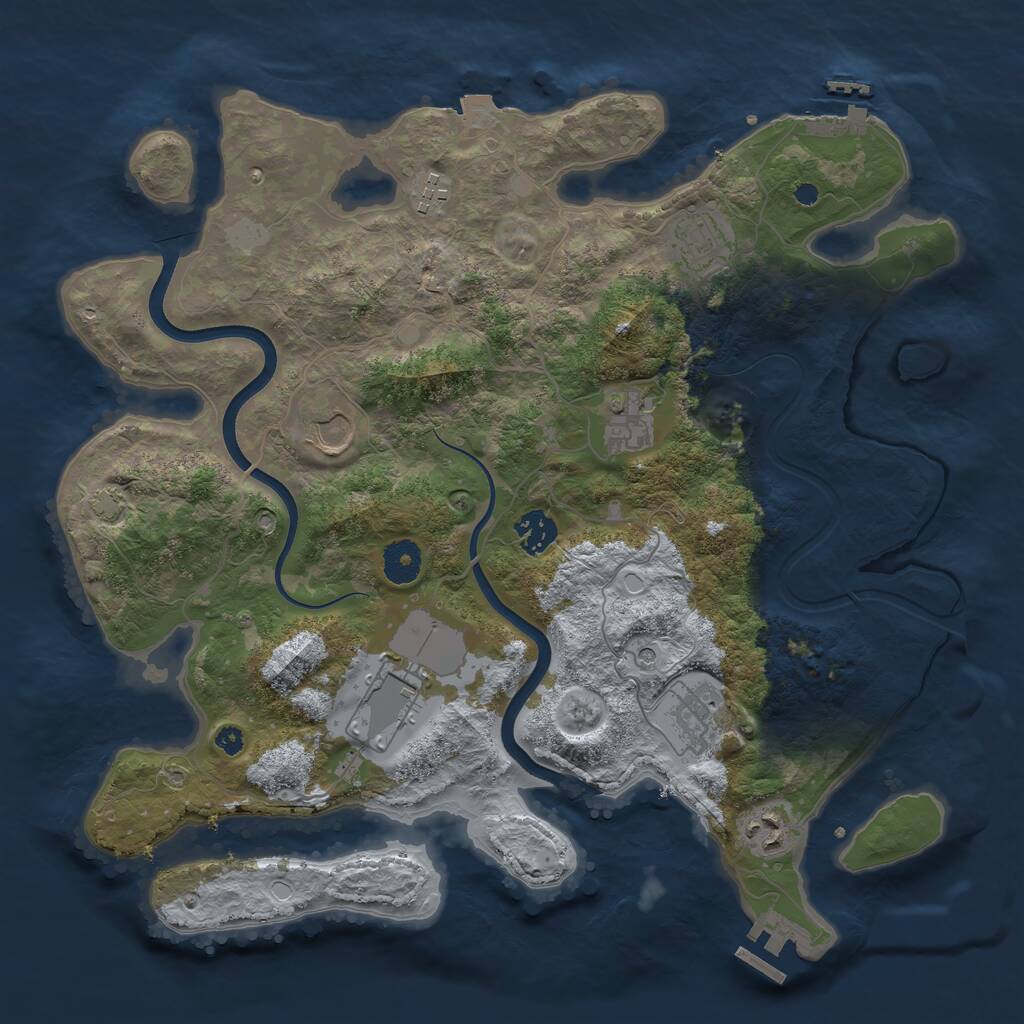 Rust Map: Procedural Map, Size: 3700, Seed: 338648699, 13 Monuments