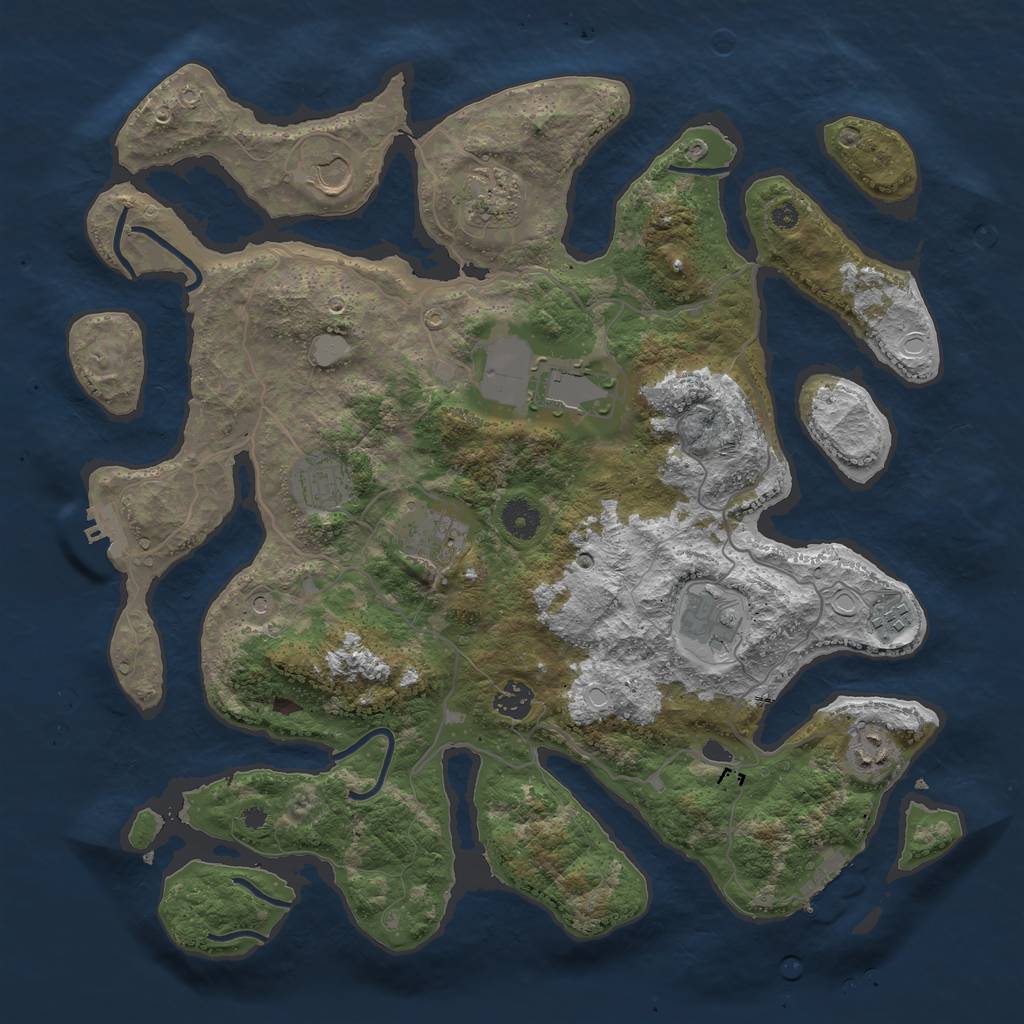 Rust Map: Procedural Map, Size: 4000, Seed: 2079835196, 17 Monuments