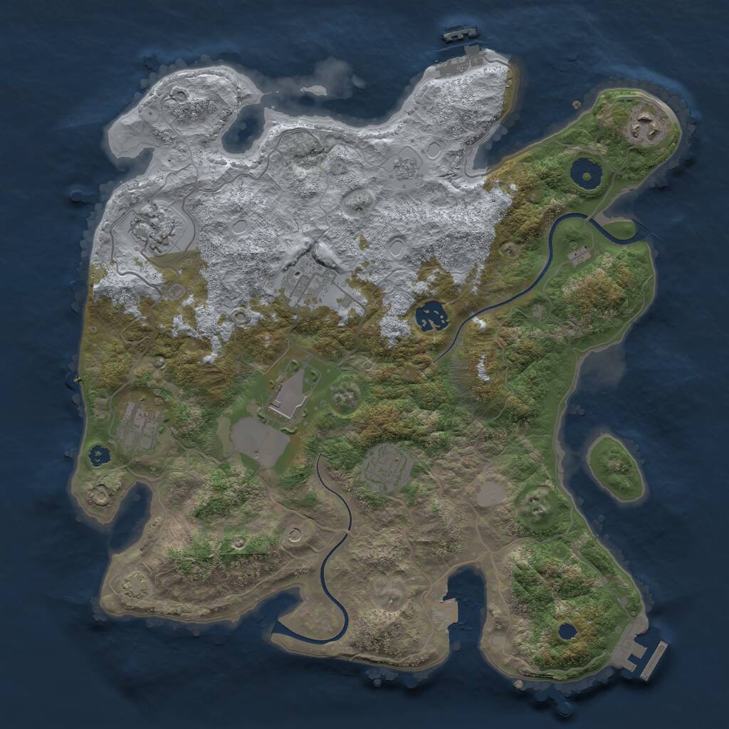 Rust Map: Procedural Map, Size: 3500, Seed: 1276419958, 13 Monuments