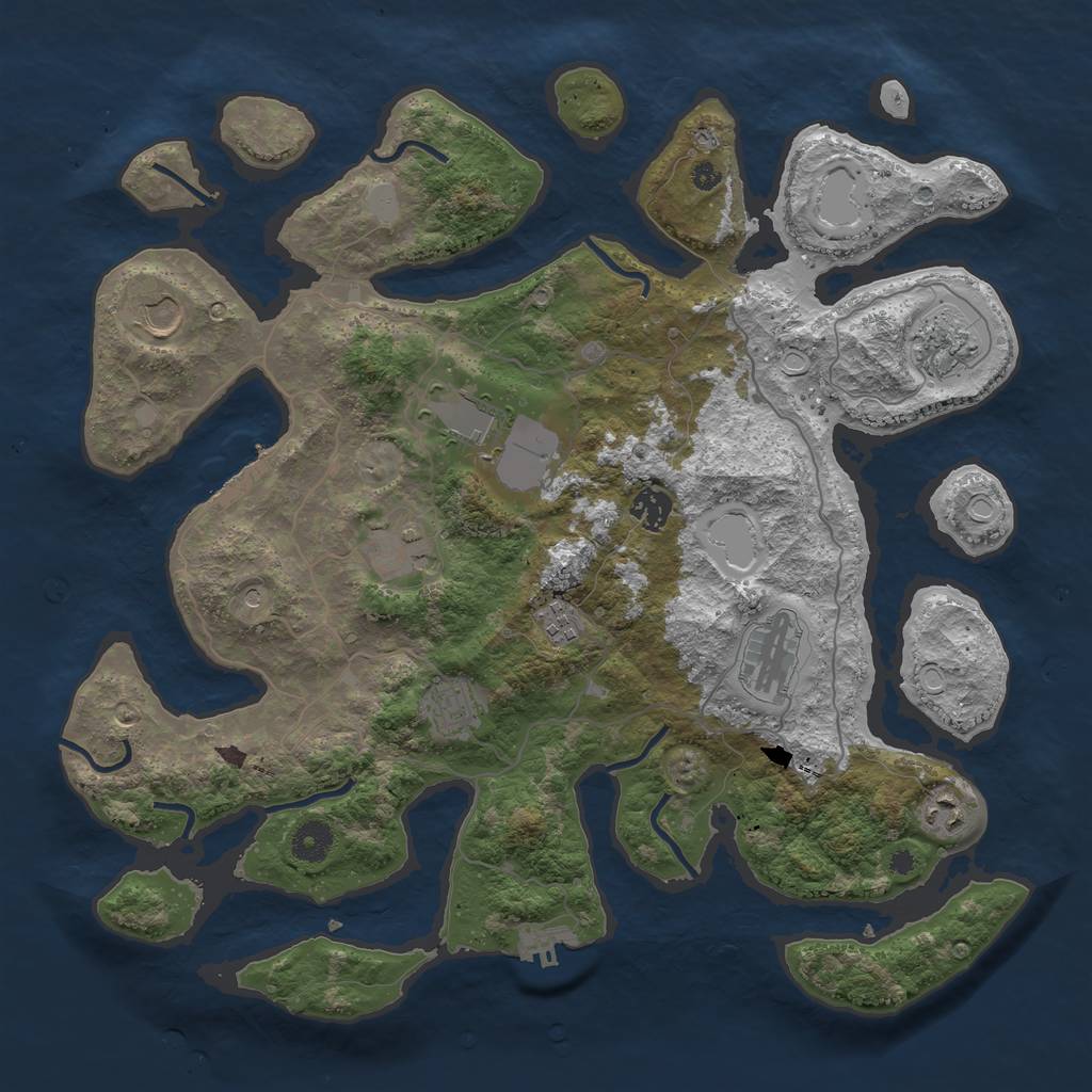 Rust Map: Procedural Map, Size: 4000, Seed: 1969473673, 17 Monuments