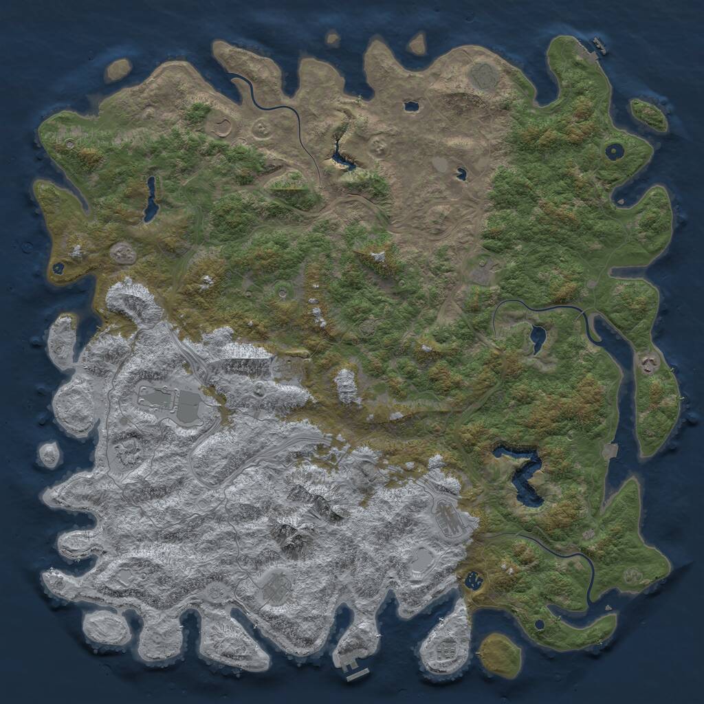 Rust Map: Procedural Map, Size: 6000, Seed: 56067144, 17 Monuments
