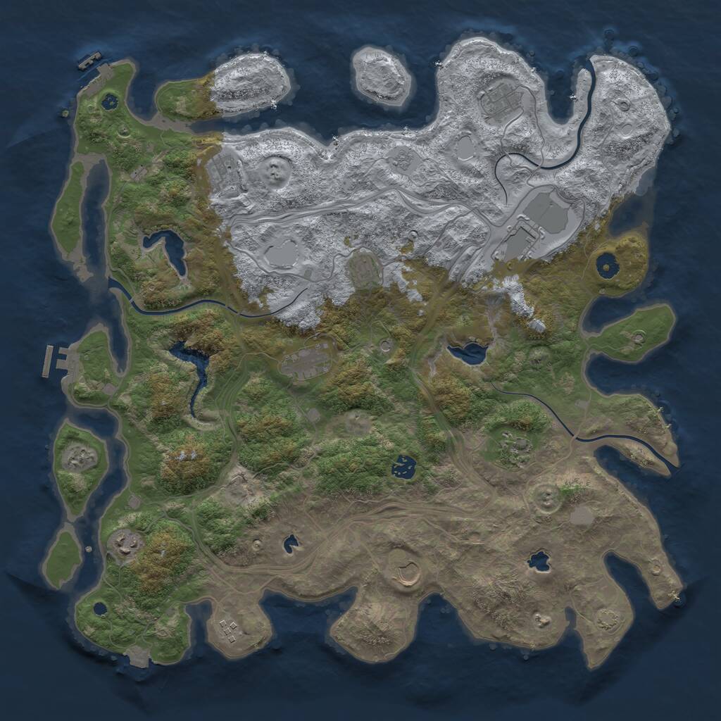 Rust Map: Procedural Map, Size: 4500, Seed: 1284463157, 16 Monuments