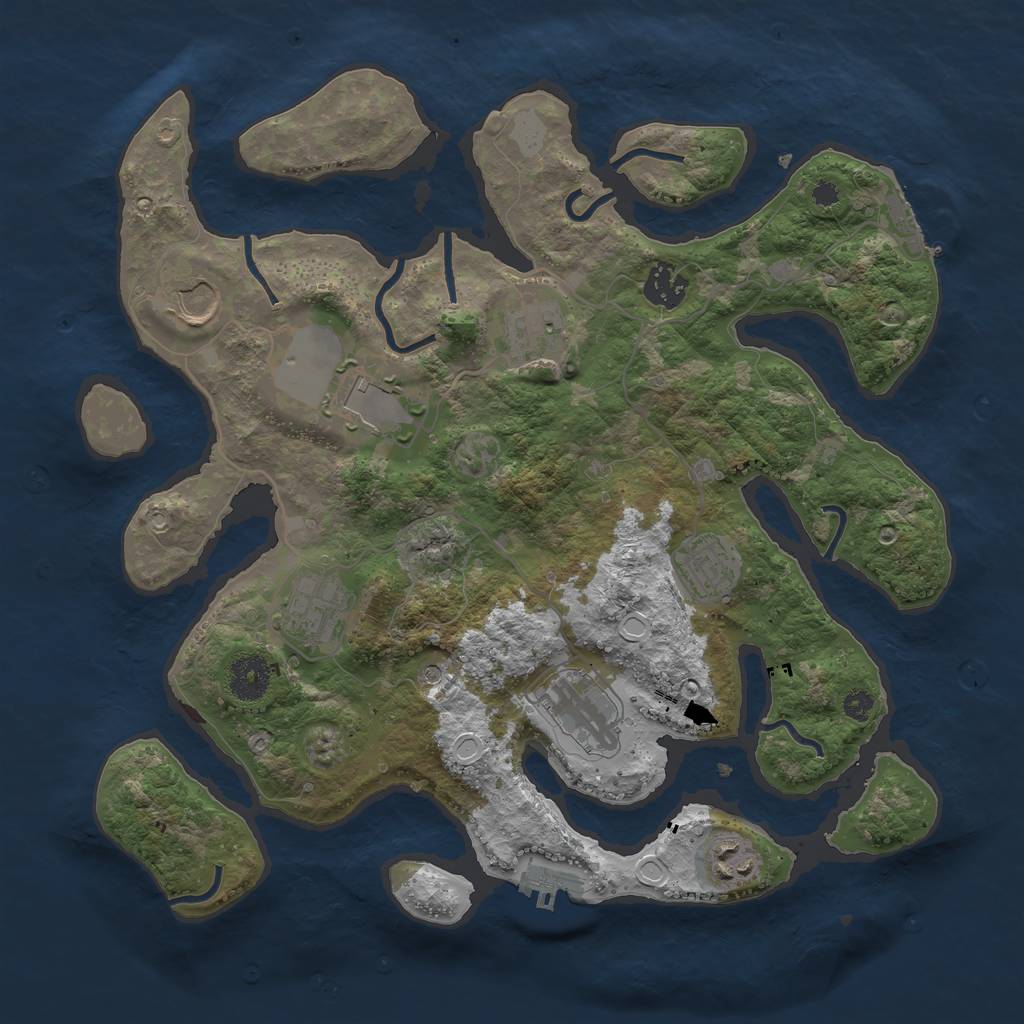 Rust Map: Procedural Map, Size: 3500, Seed: 9961483, 16 Monuments