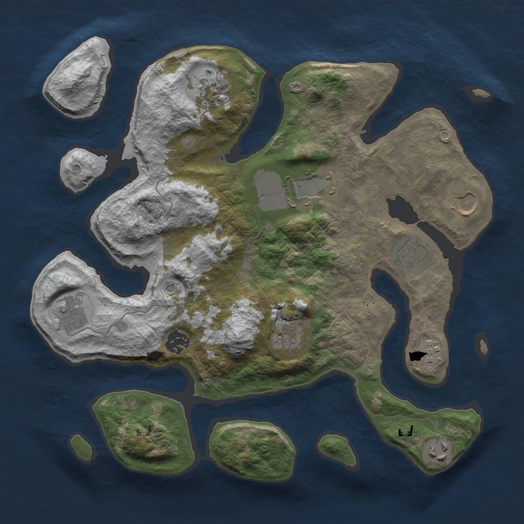 Rust Map: Barren, Size: 3500, Seed: 898526147, 12 Monuments