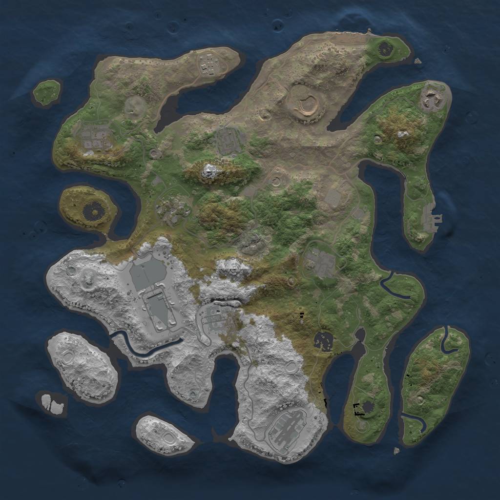 Rust Map: Procedural Map, Size: 3700, Seed: 1446098349, 19 Monuments