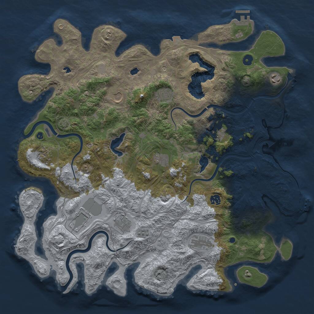Rust Map: Procedural Map, Size: 4500, Seed: 987808647, 17 Monuments