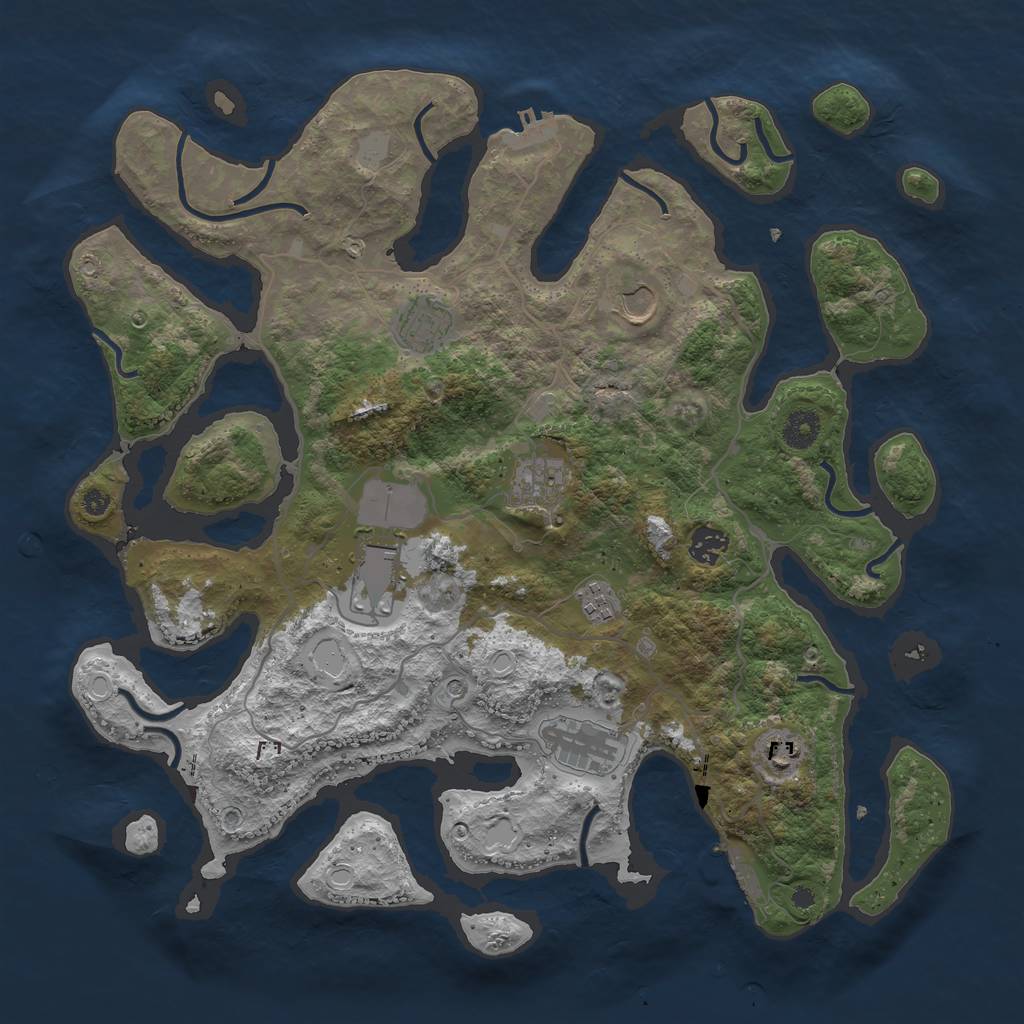 Rust Map: Procedural Map, Size: 4000, Seed: 807441637, 16 Monuments