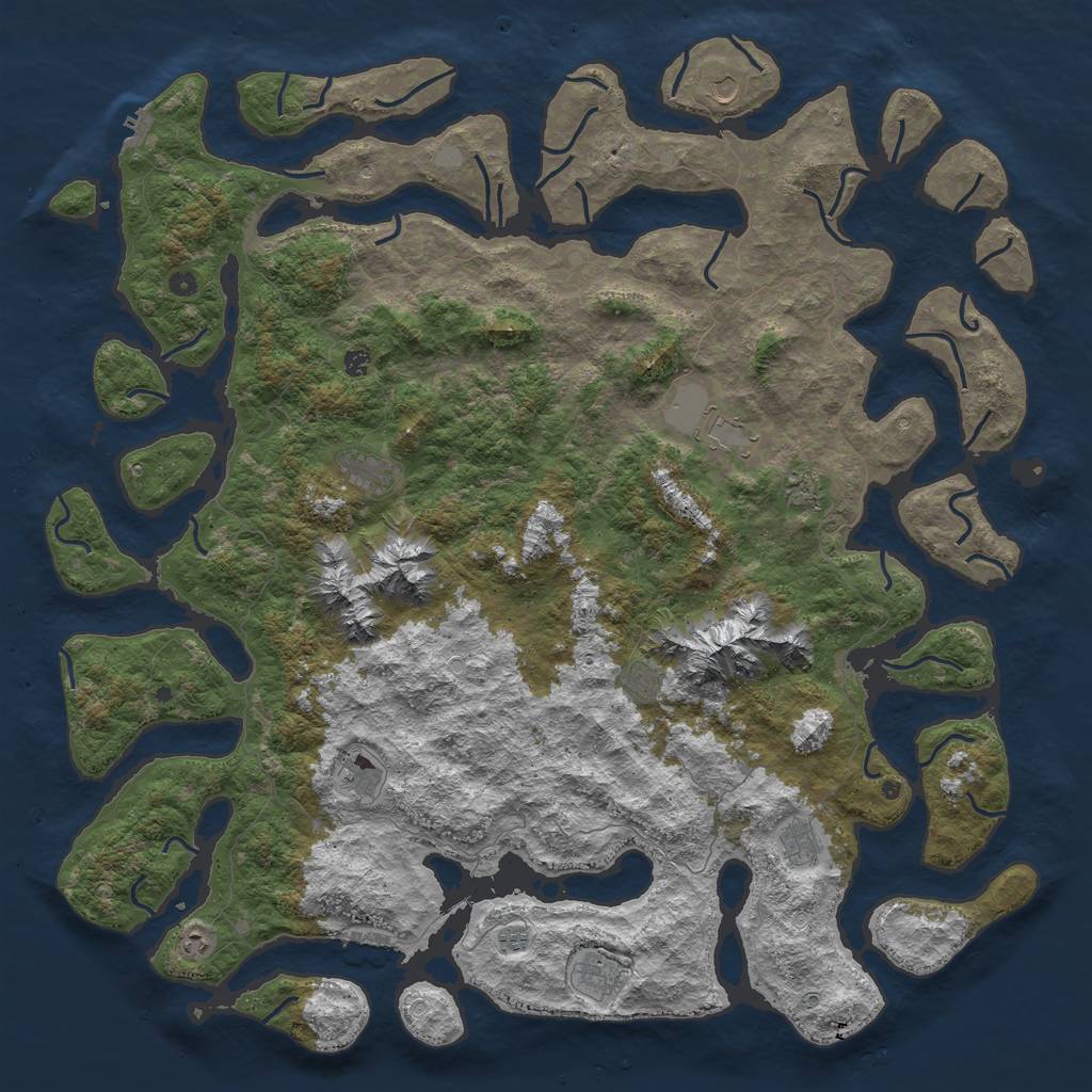 Rust Map: Procedural Map, Size: 6000, Seed: 555, 19 Monuments