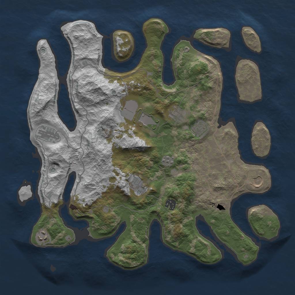 Rust Map: Barren, Size: 4000, Seed: 9813211, 12 Monuments