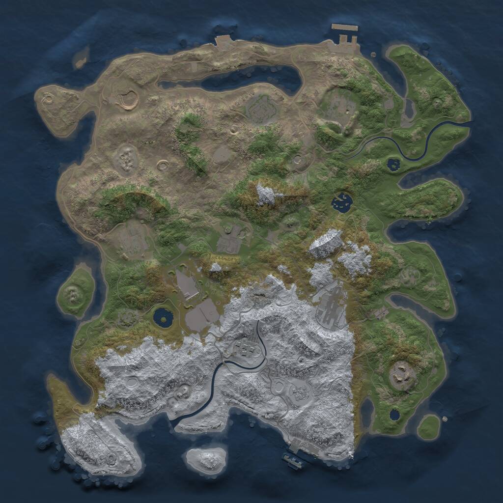 Rust Map: Procedural Map, Size: 3850, Seed: 717709260, 16 Monuments