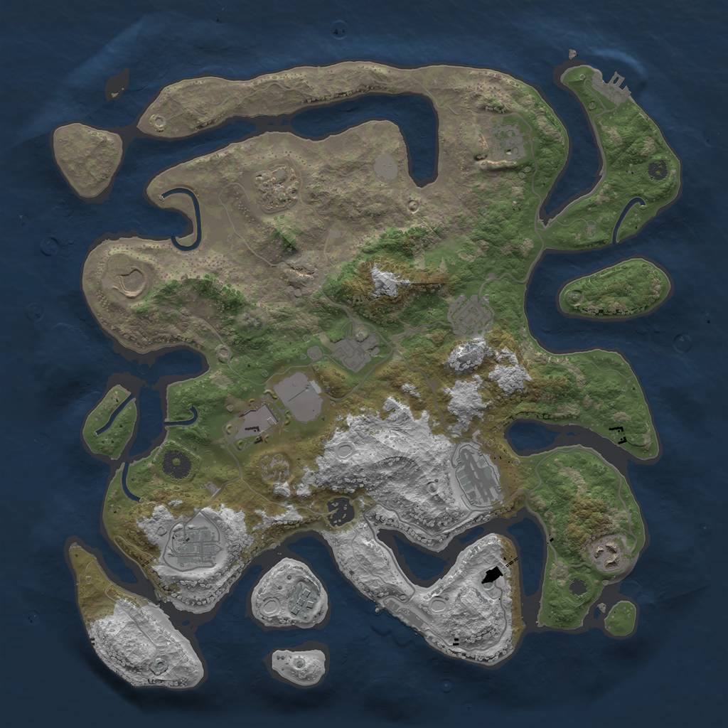 Rust Map: Procedural Map, Size: 3850, Seed: 717709260, 19 Monuments