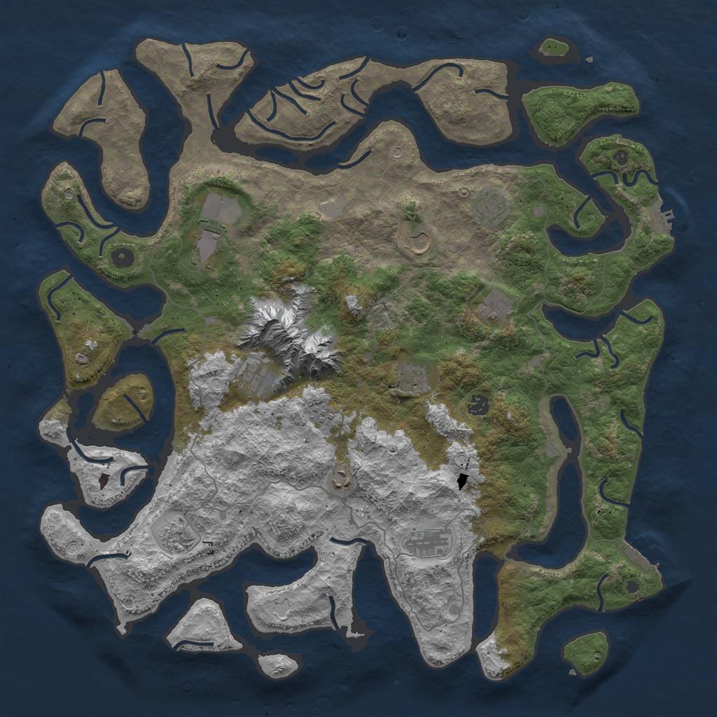 Rust Map: Procedural Map, Size: 5000, Seed: 807441637, 19 Monuments