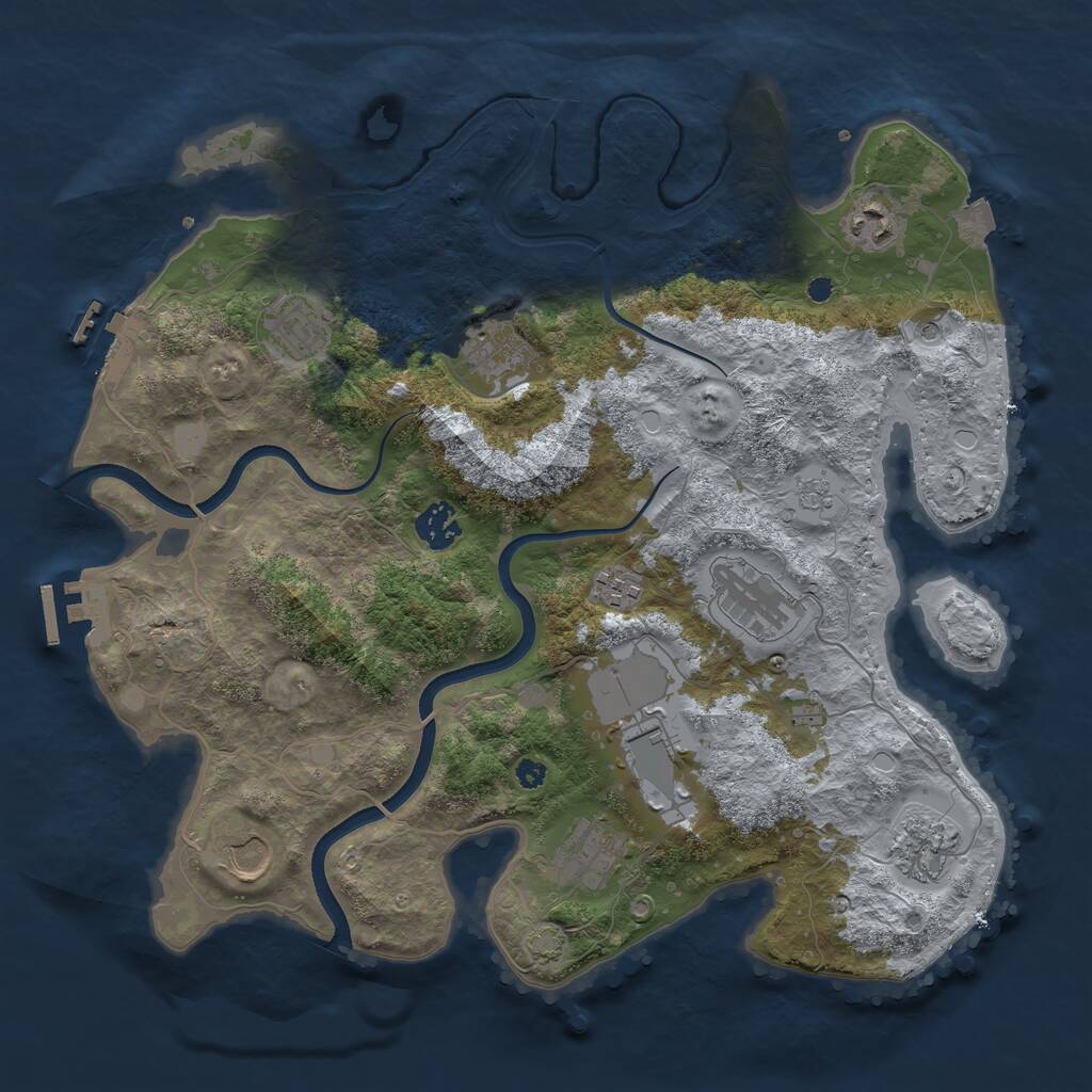 Rust Map: Procedural Map, Size: 3650, Seed: 2022199327, 16 Monuments