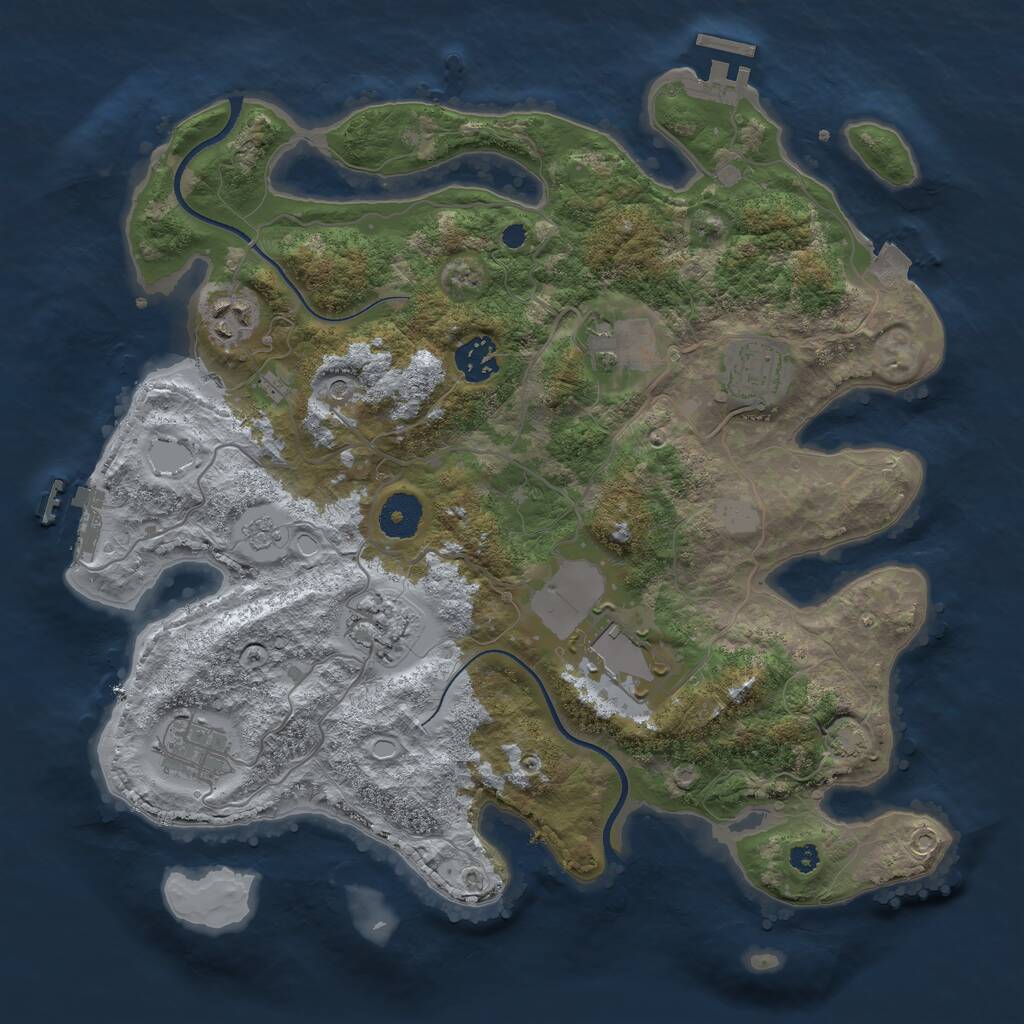 Rust Map: Procedural Map, Size: 3500, Seed: 87511, 13 Monuments