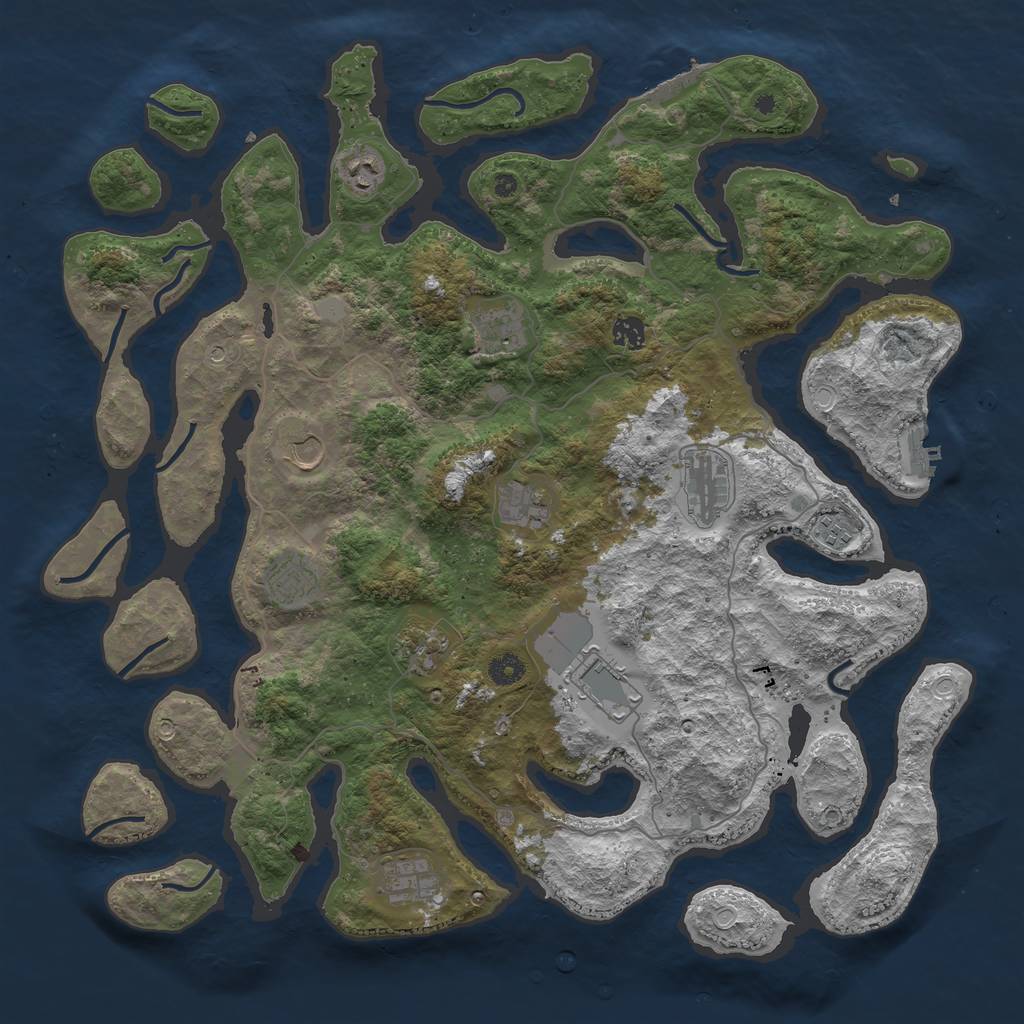 Rust Map: Procedural Map, Size: 4500, Seed: 1103313170, 19 Monuments
