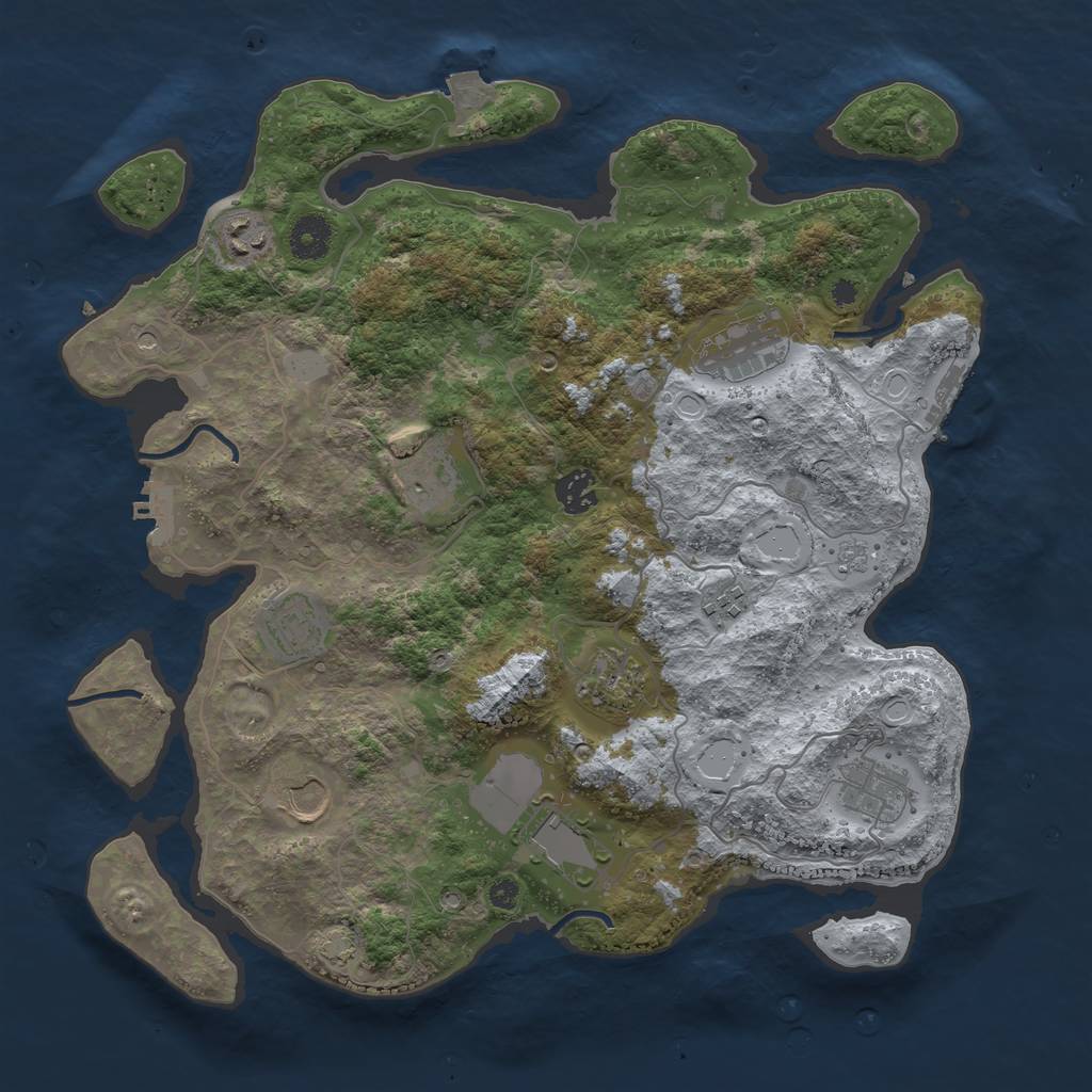 Rust Map: Procedural Map, Size: 3750, Seed: 3482717, 18 Monuments