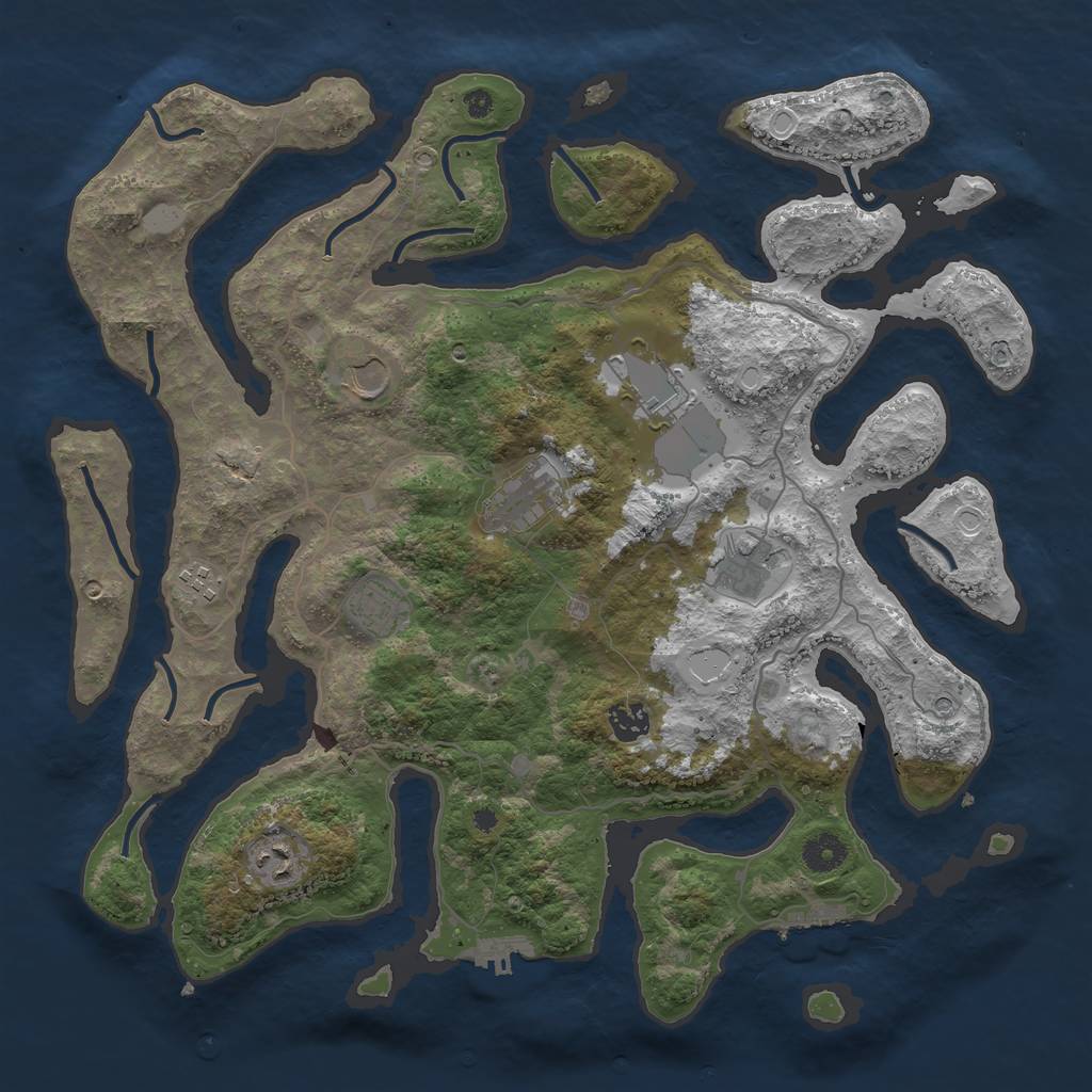 Rust Map: Procedural Map, Size: 4000, Seed: 712706610, 16 Monuments