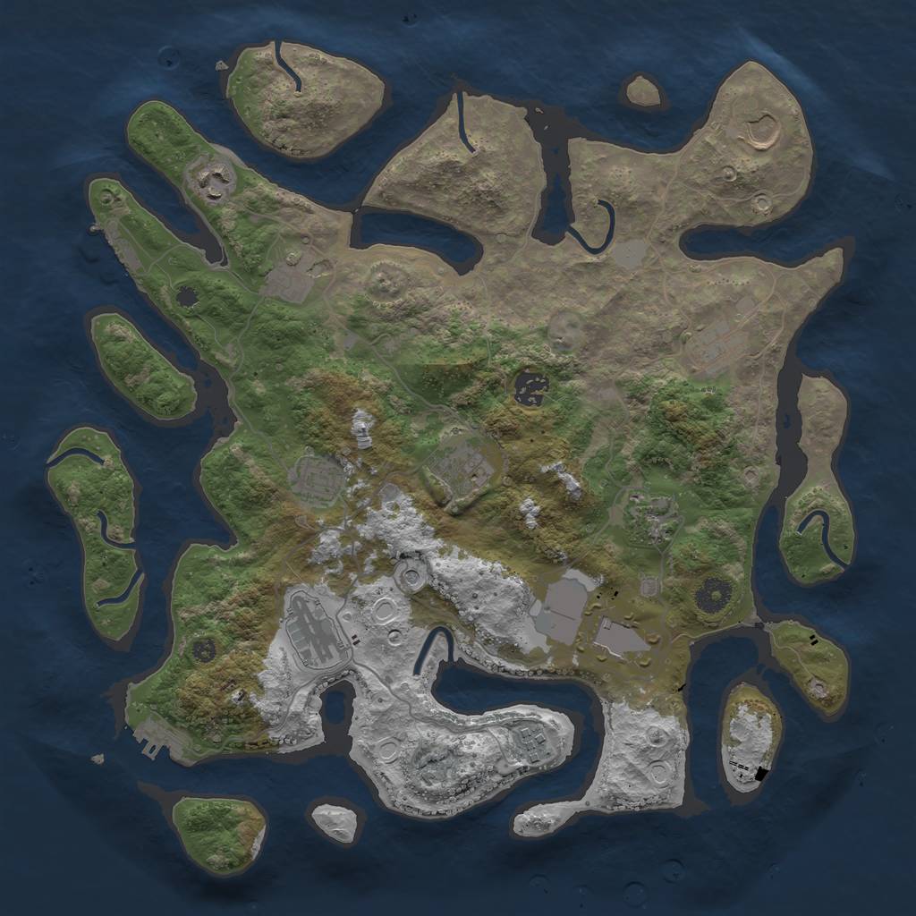 Rust Map: Procedural Map, Size: 3850, Seed: 375115532, 19 Monuments
